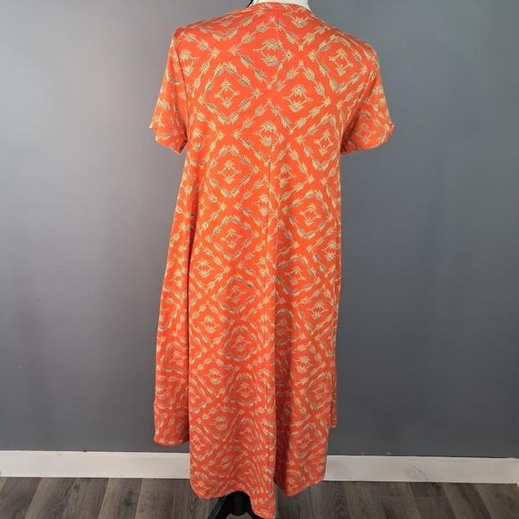 Lularoe T Shirt Flare Dress Orange Short Sleeve Stretch Soft Womens Size XXS - Picture 2 of 6